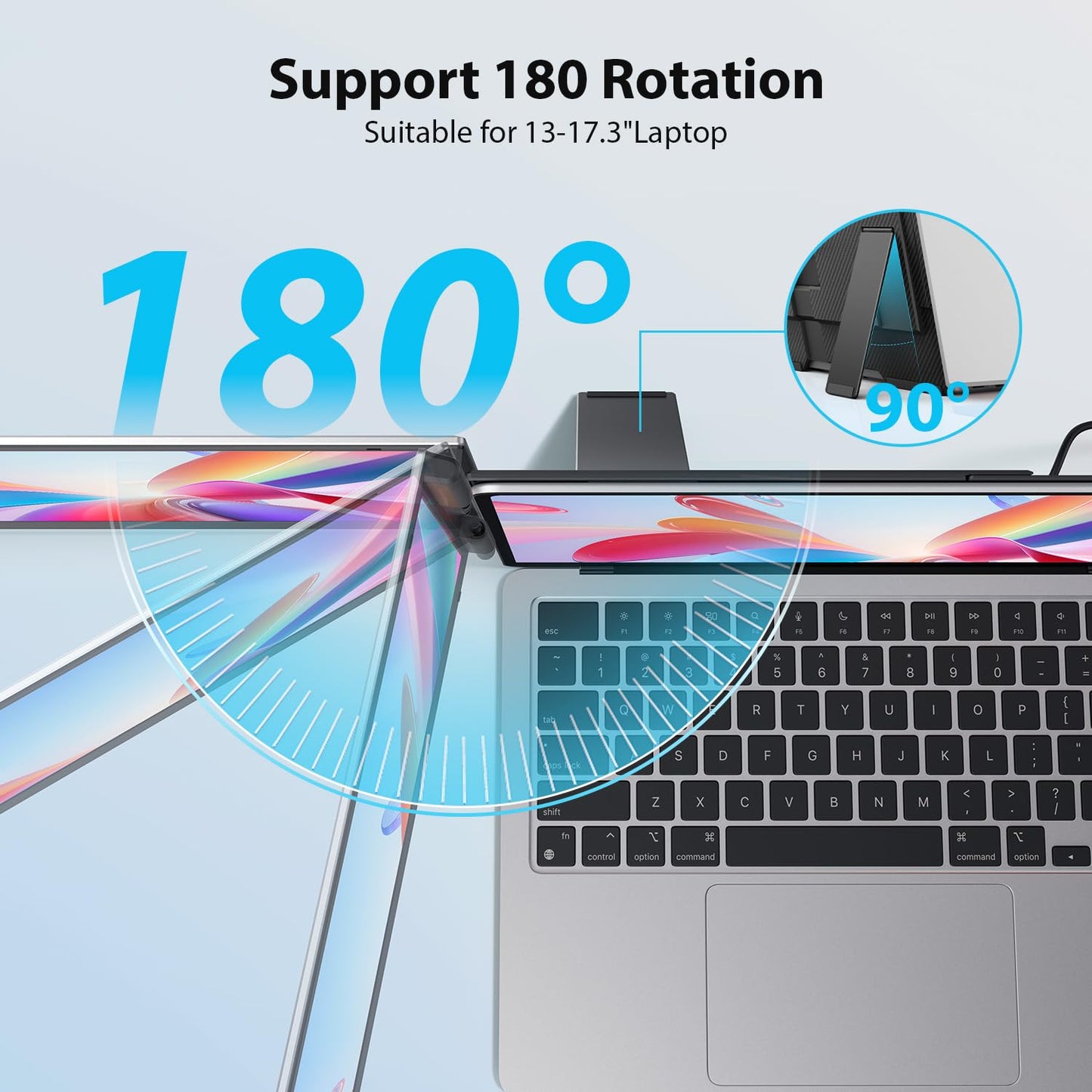 15.6'' Laptop Triple Screen Extender One Cable Connection, 1080P FHD IPS Portable Dual Monitor with Speaker, Ultra-Slim Travel Monitor for 13-17.3" Laptops, Compatible with MacOS, Windows, Android