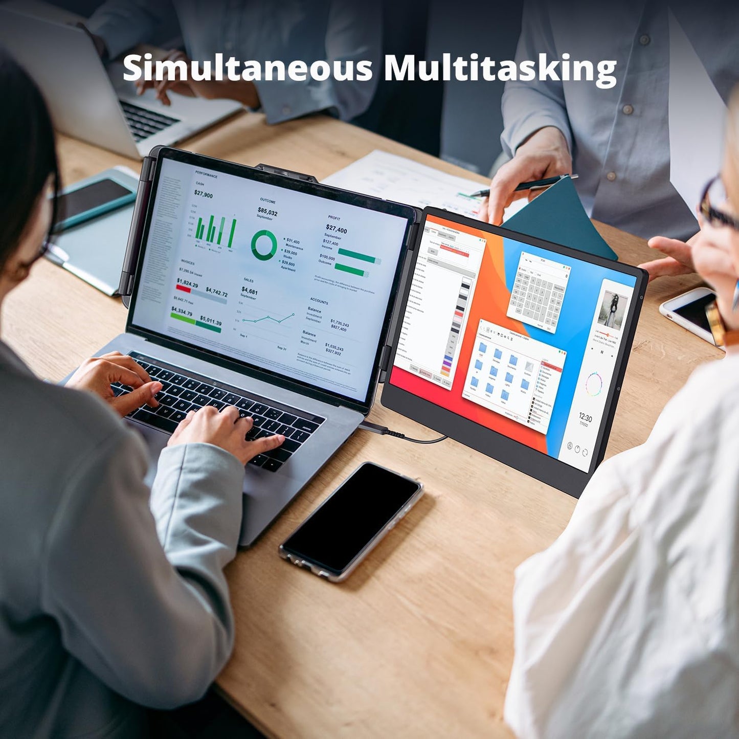 Leudaich Laptop Screen Extender, FHD 1080P IPS 14" Laptop Monitor Extender, Plug and Play HDMI/Type-C - Compatible with Windows, Mac, Android, Chrome, Xbox, Switch, PS5, Work with 13”-17” Laptops