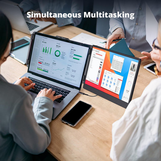 Leudaich Laptop Screen Extender, FHD 1080P IPS 14" Laptop Monitor Extender, Plug and Play HDMI/Type-C - Compatible with Windows, Mac, Android, Chrome, Xbox, Switch, PS5, Work with 13”-17” Laptops